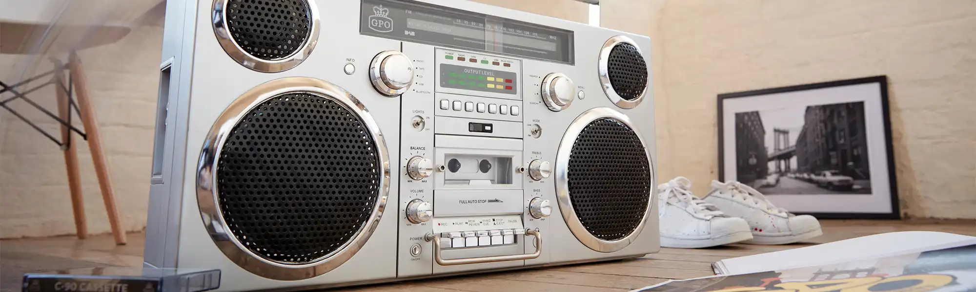 Retro Boombox CD-tapespeler met Bluetooth, FM/DAB radio, USB-opname en